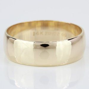Vintage 14k Yellow Gold Wide Wedding Cigar Band Ring by Golden Circle